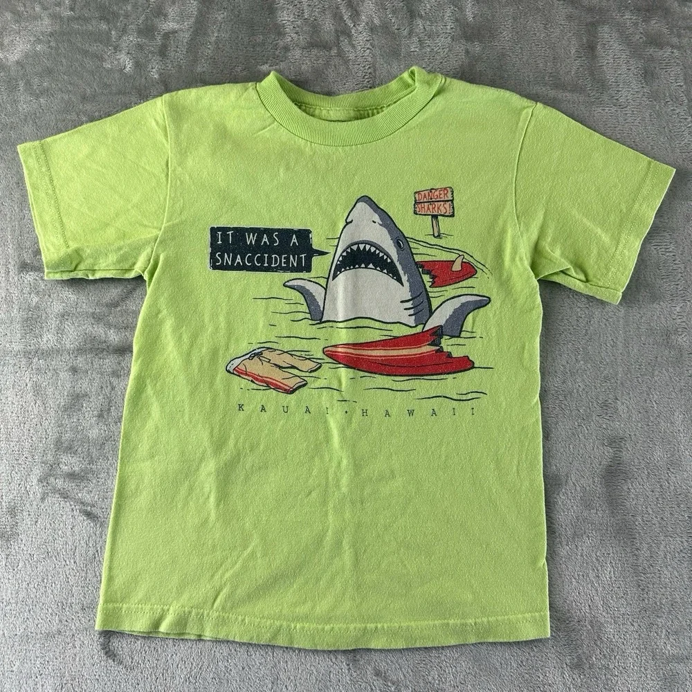 Hawaii Shark T-Shirt Boys S Green 